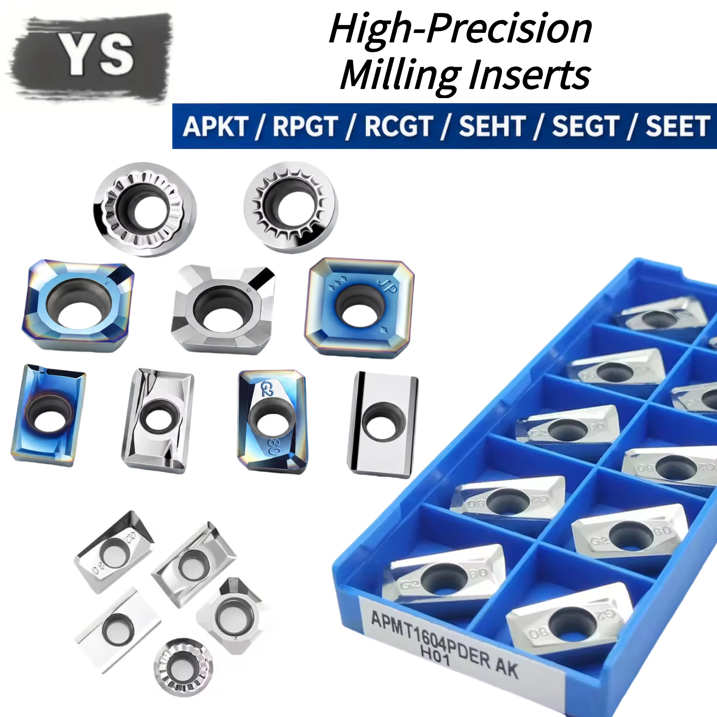 End Mill - 10 inserts en carbure APKT APGT