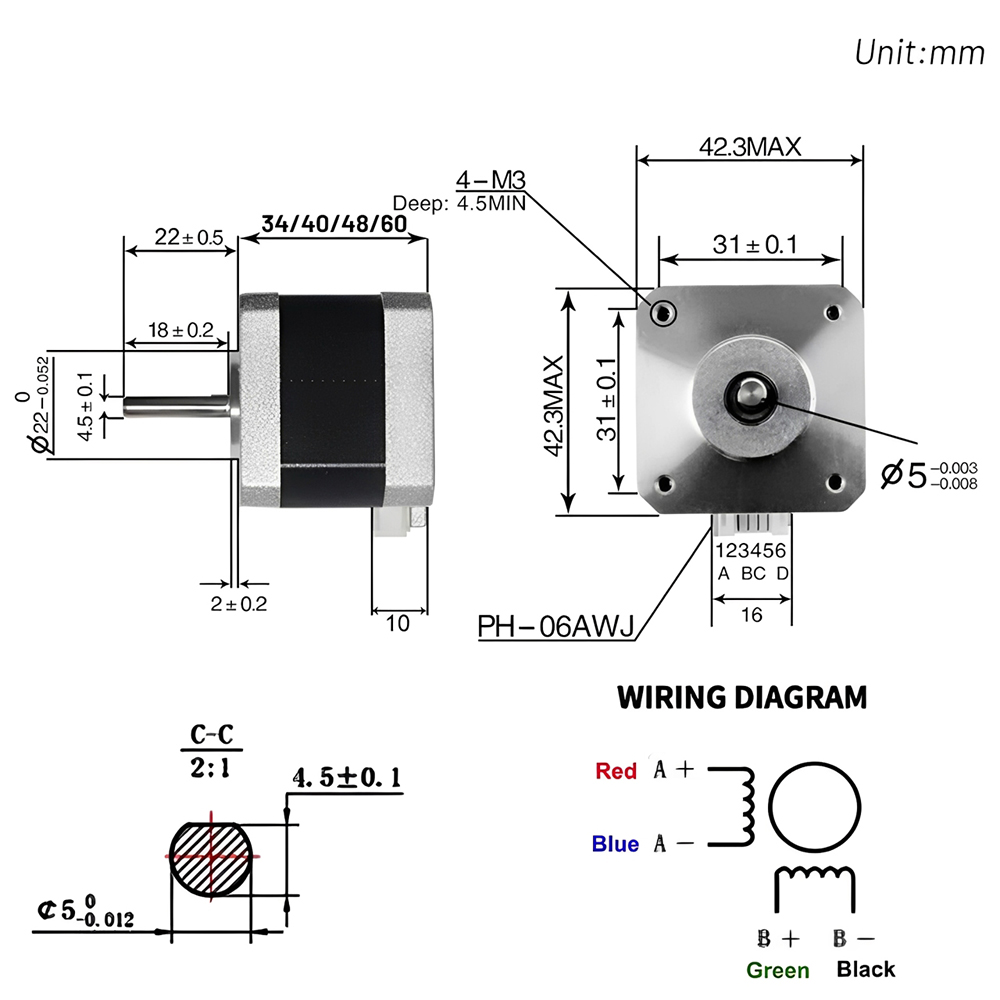 Moteur pas à pas Nema 17 42mm  - Nema 17 Stepper avis et prix